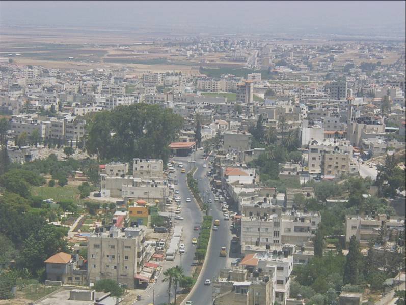 A view across the streets and buildings of Jenin, Palestine, photographed in 2010